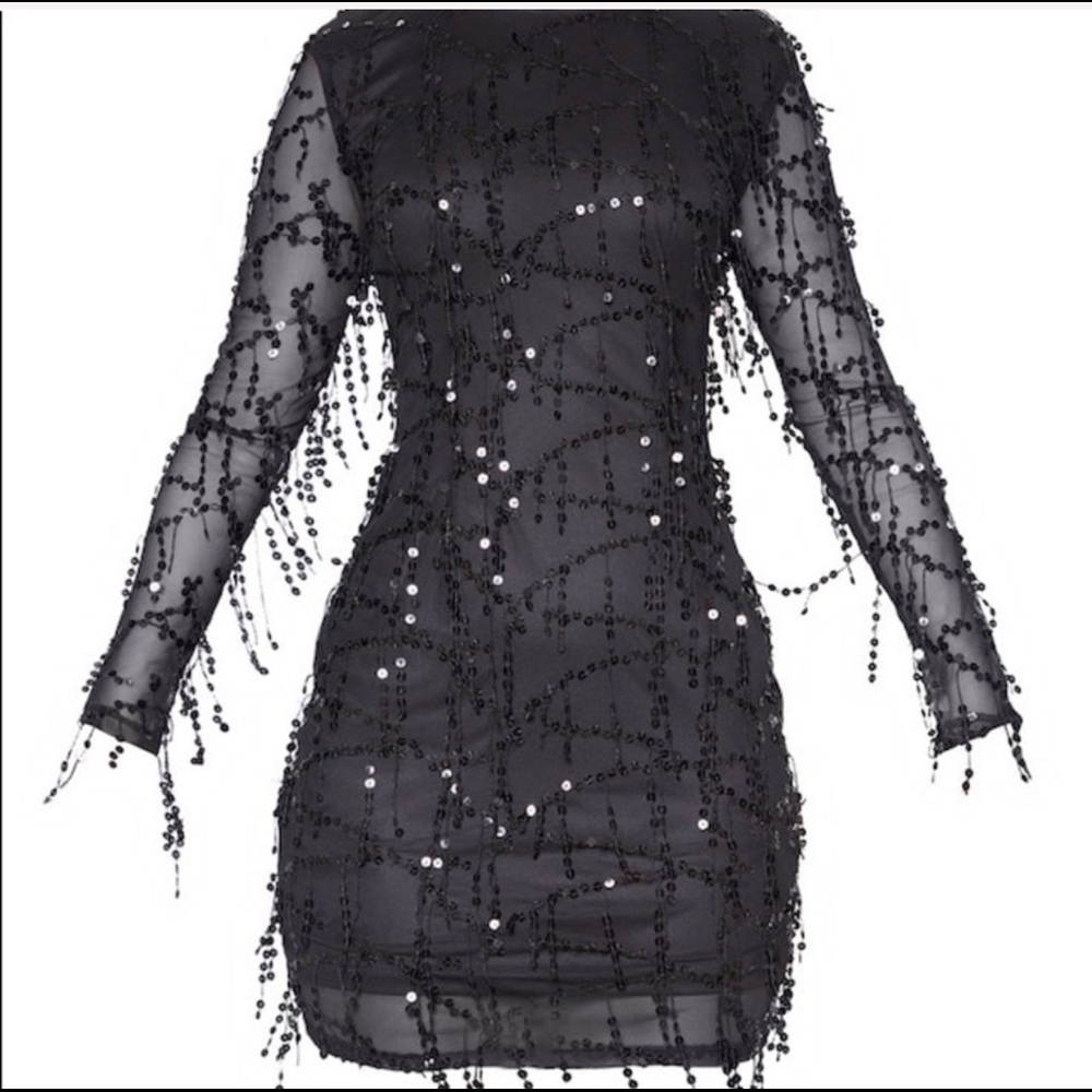 Black sequin midi dress